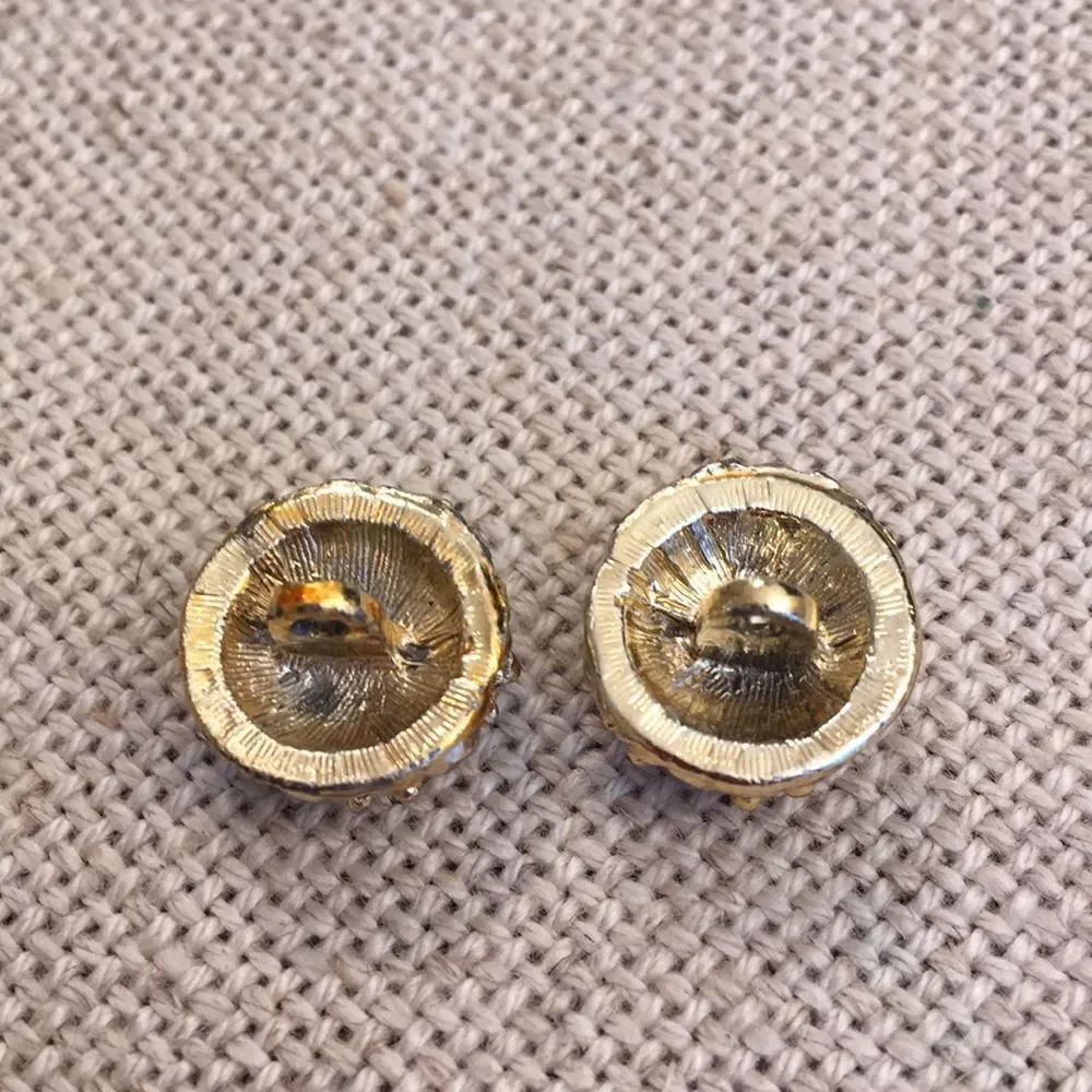 Goldtone Rhinestone Buttons Set of Two - Picture 3 of 8